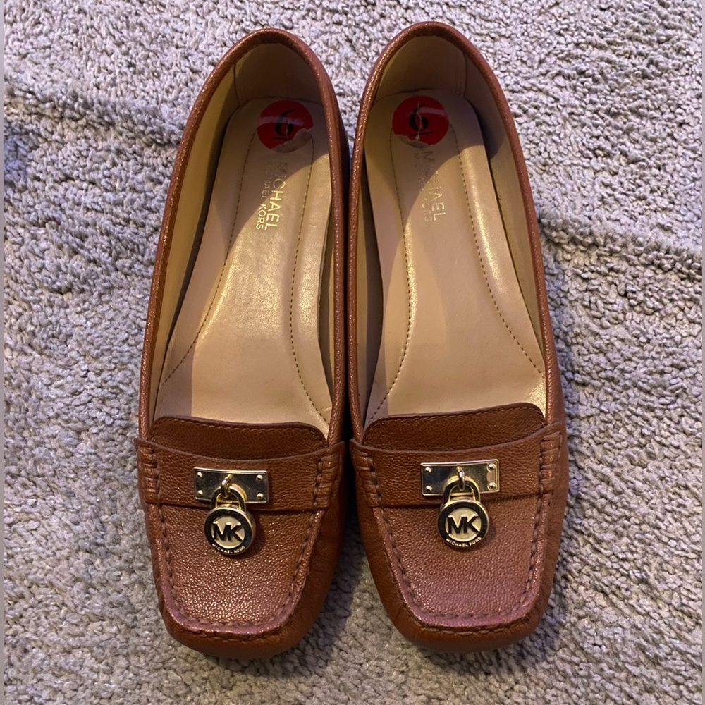 Michael Kors flats - brown with gold lock hardware size 6